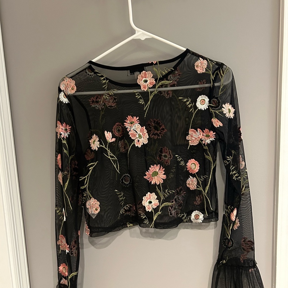 See through blouse with embroidery